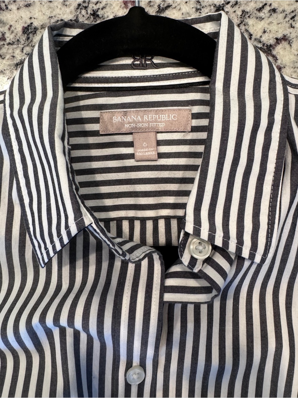 Banana Republic Women's Charcoal and White Vertical Stripe Dress Shirt